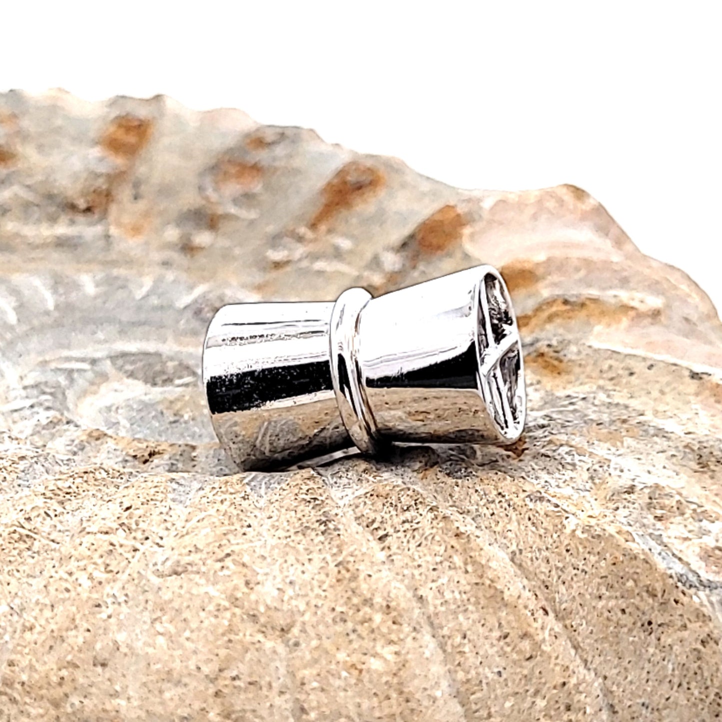 Magnetschließe Diabolo klein, Silber rhodiniert