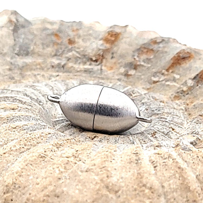 Magnetschließe oval 10 mm, Silber rhodiniert matt