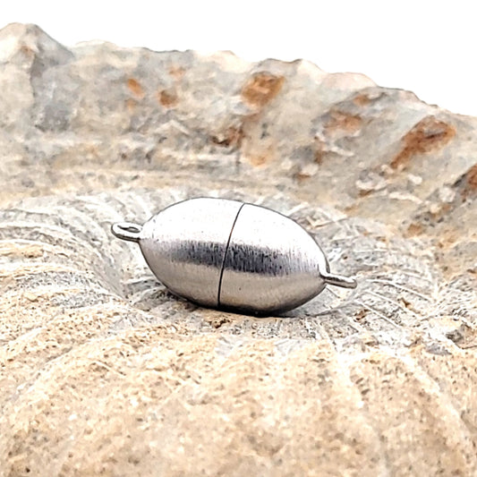 Magnetschließe oval 10 mm, Silber rhodiniert matt