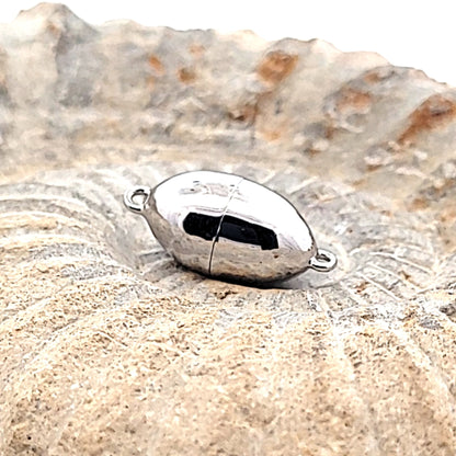Magnetschließe oval 10 mm, Silber rhodiniert