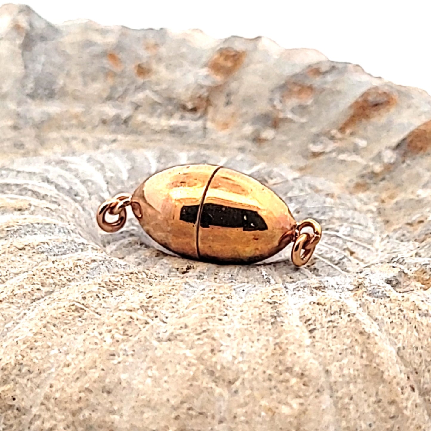 Magnetschließe oval 10 mm, Silber rosé vergoldet