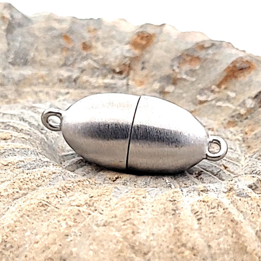 Magnetschließe oval 12 mm, Silber rhodiniert matt