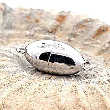 Magnetschließe oval 12 mm, Silber rhodiniert
