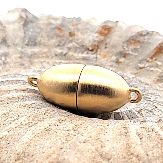 Magnetschließe oval 12 mm, Silber vergoldet matt