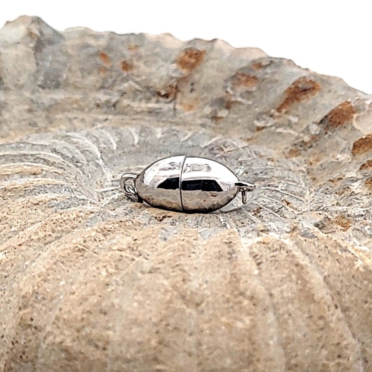 Magnetschließe oval 8 mm, Silber rhodiniert