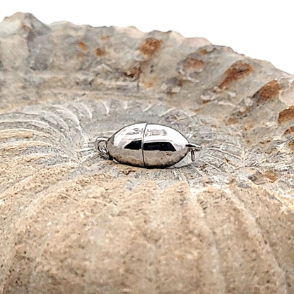 Magnetschließe oval 8 mm, Silber rhodiniert