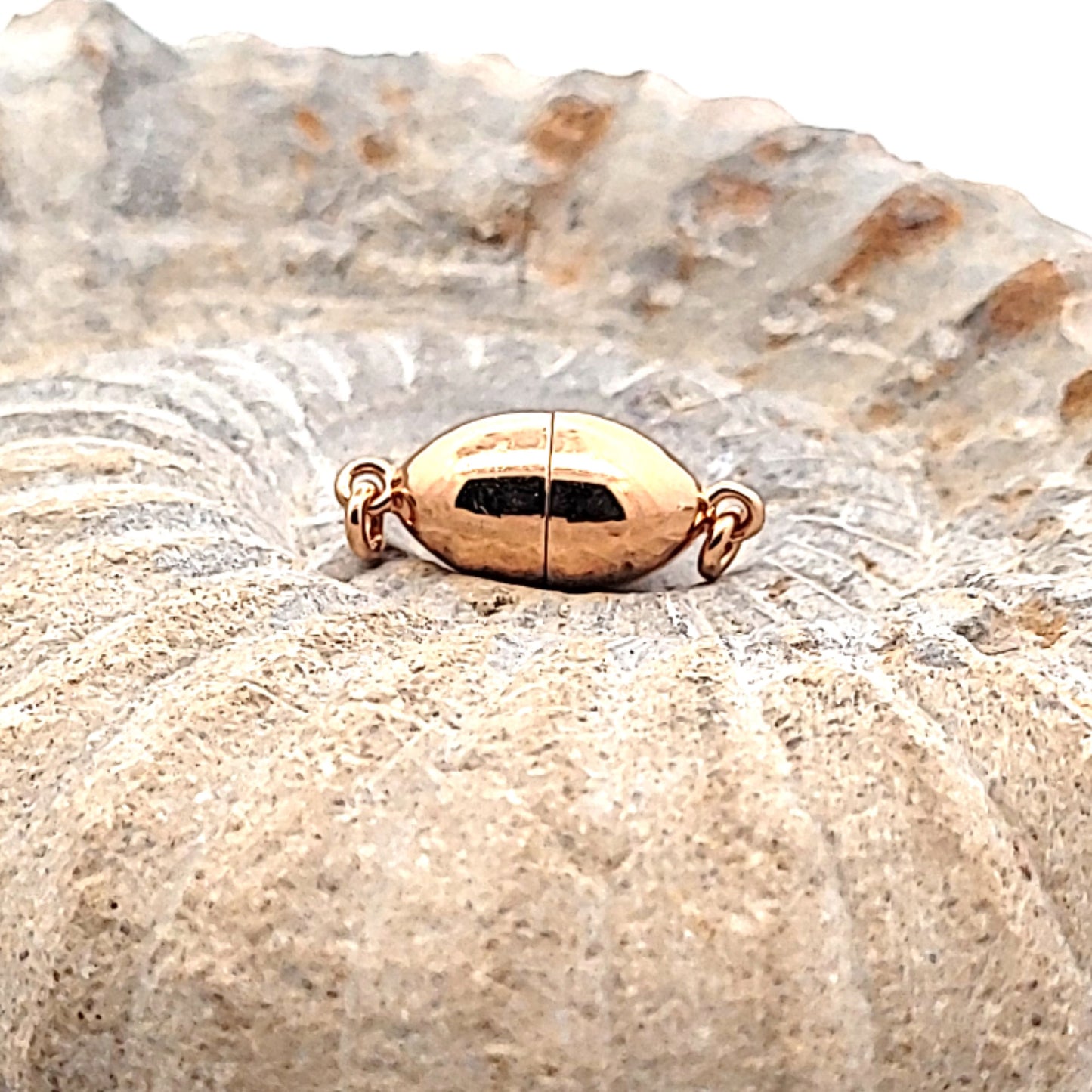 Magnetschließe oval 8 mm, Silber rosé vergoldet poliert