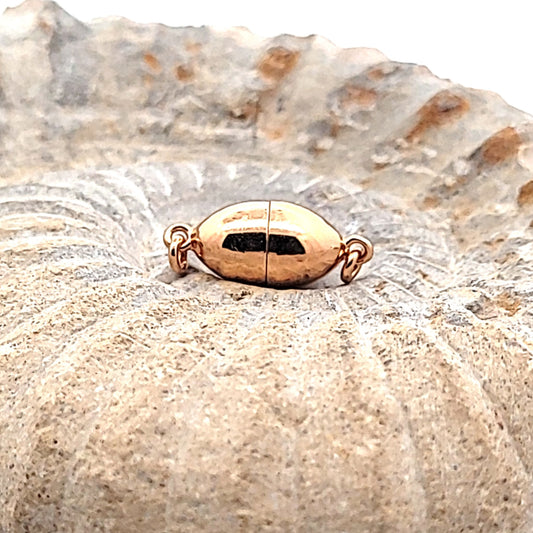 Magnetschließe oval 8 mm, Silber rosé vergoldet poliert