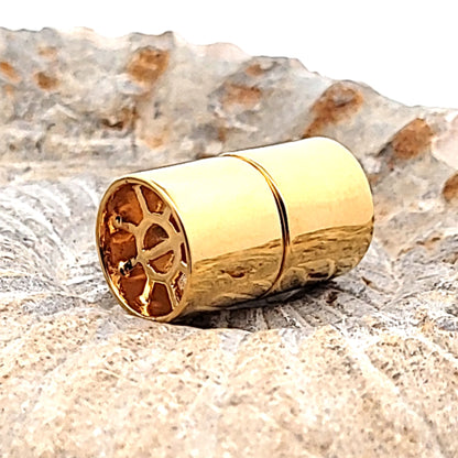 Magnetic clasp cylinder "Multi-Row" 12 mm, silver gold-plated