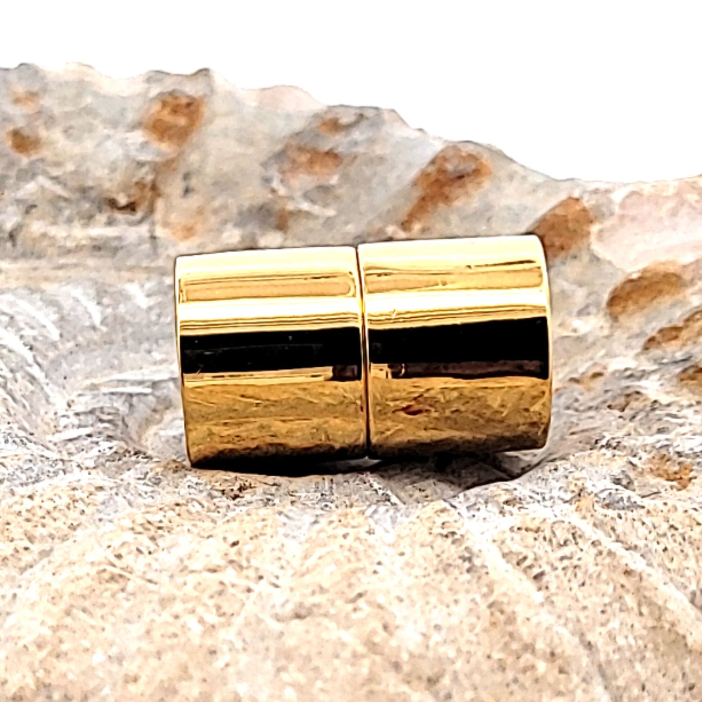 Magnetic clasp cylinder "Multi-Row" 12 mm, silver gold-plated