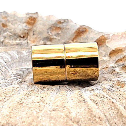 Magnetic clasp cylinder "Multi-Row" 12 mm, silver gold-plated