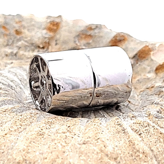 Magnetschließe Zylinder "Multi-Row " 14 mm, Silber rhodiniert