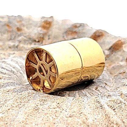 Magnetic clasp cylinder "Multi-Row" 14 mm, silver gold-plated