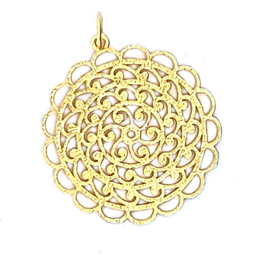 Mandala Anhänger groß, silber vergoldet  - 2