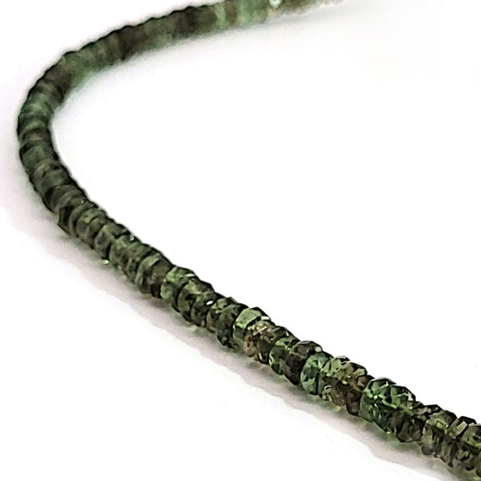Moldavit Button Kette 4 mm facettiert