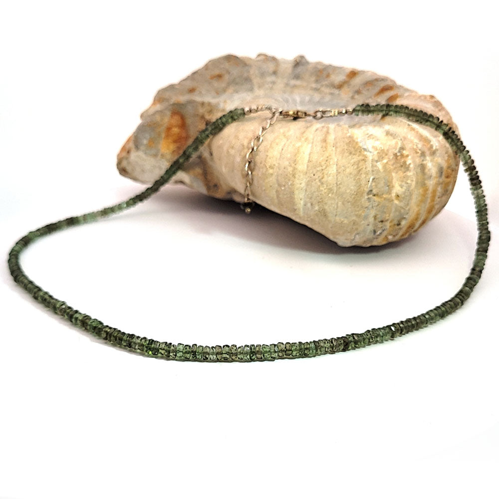 Moldavite Button Chain 4 mm Faceted 