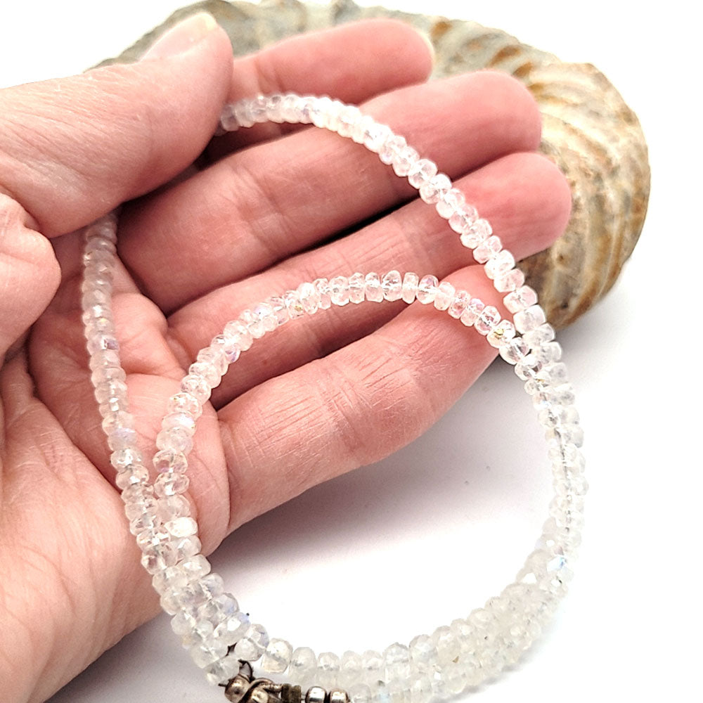 Mondstein Kette Button 5 mm facettiert