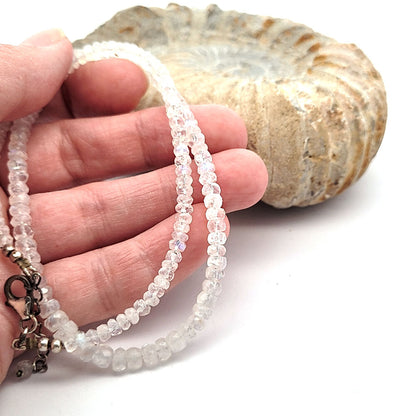 Mondstein Kette Button 5 mm facettiert