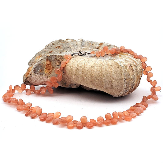 Mondstein Halskette Tropfen facettiert orange - 925 Silber by Steindesign