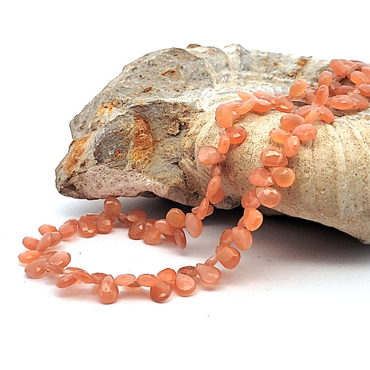 Mondstein Halskette Tropfen facettiert orange - 925 Silber by Steindesign