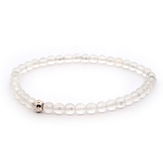 Mondstein weiß Kugel-Armband 5 mm 