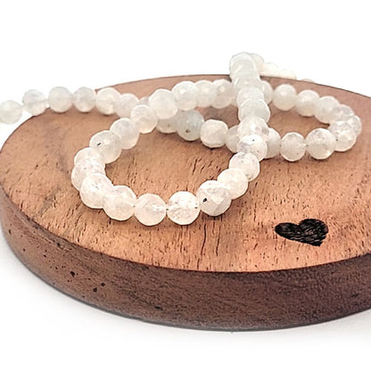 Moonstone, 6.5 mm faceted bead strand