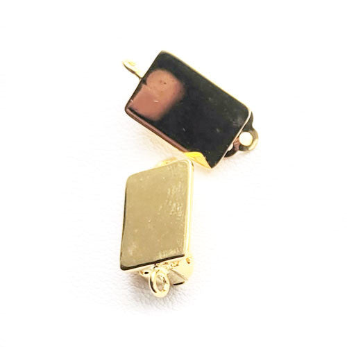 Ohrclipspatent Square, Silber vergoldet Steindesign - 1