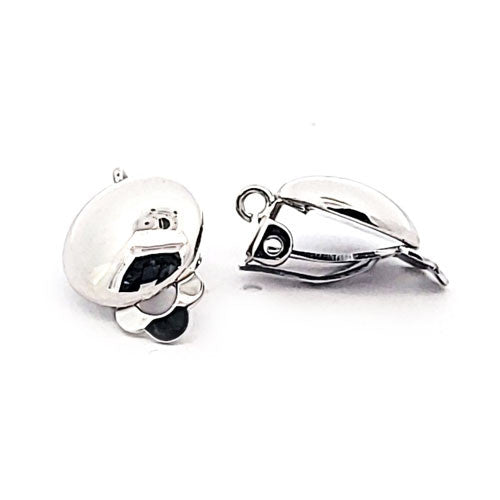 Ohrclipspatent rund 12 mm, Silber rhodiniert Steindesign - 1