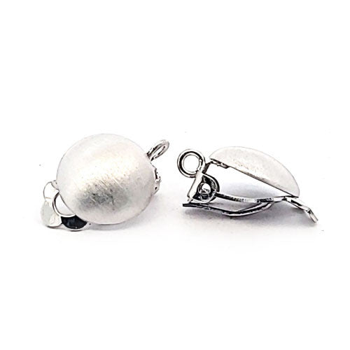 Ohrclipspatent rund 12 mm, Silber rhodiniert matt Steindesign - 2