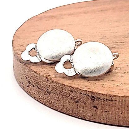 Ohrclipspatent rund 14 mm, Silber rhodiniert matt Steindesign - 4