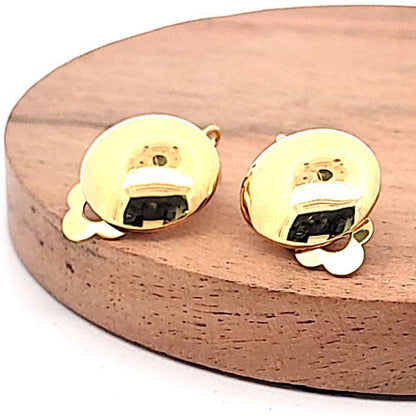 Ohrclipspatent rund 14 mm, Silber vergoldet Steindesign - 4