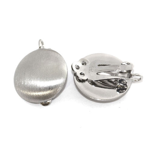 Ohrclipspatent rund 16 mm, Silber rhodiniert matt Steindesign - 3