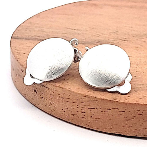 Ohrclipspatent rund 16 mm, Silber rhodiniert matt Steindesign - 4