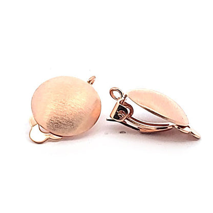 Ohrclipspatent rund 16 mm, Silber rosé vergoldet matt Steindesign - 2