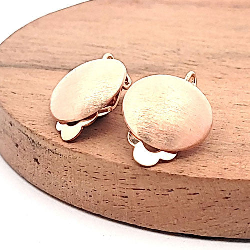 Ohrclipspatent rund 16 mm, Silber rosé vergoldet matt Steindesign - 4