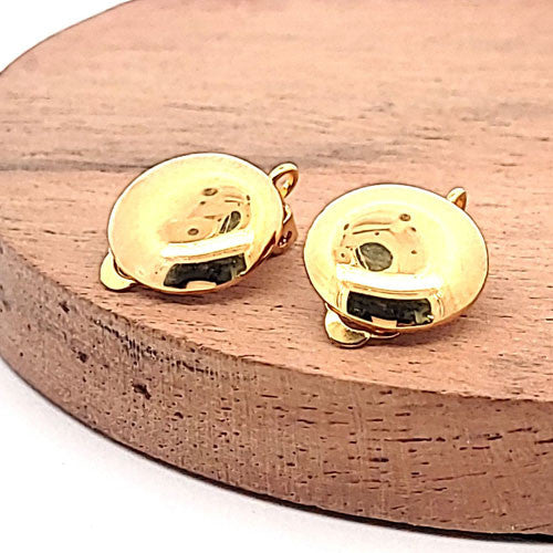 Ohrclipspatent rund 16 mm, Silber vergoldet Steindesign - 4