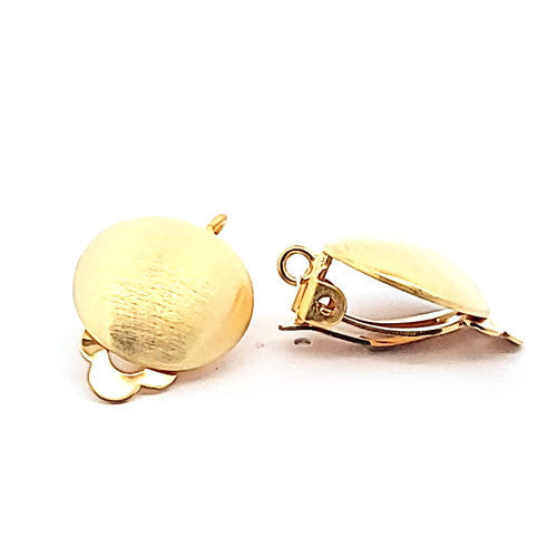 Ohrclipspatent rund 16 mm, Silber vergoldet matt Steindesign - 2