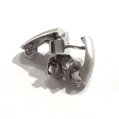 Orecchini a bottone con fiocco in vernice 11 mm, argento