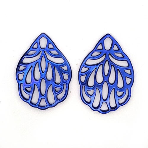 Ohrpendler Perlmutt Blatt klein, azurblau  - 3