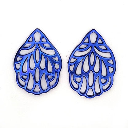 Ohrpendler Perlmutt Blatt klein, azurblau  - 3