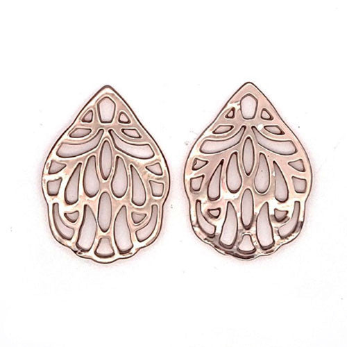 Ohrpendler Perlmutt Blatt klein, beige  - 3