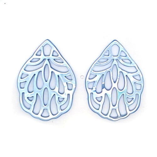 Ohrpendler Perlmutt Blatt klein, helblau  - 3