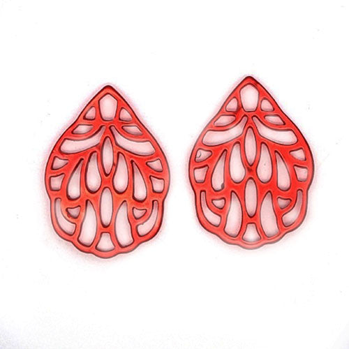 Ohrpendler Perlmutt Blatt klein, kirschrot  - 3