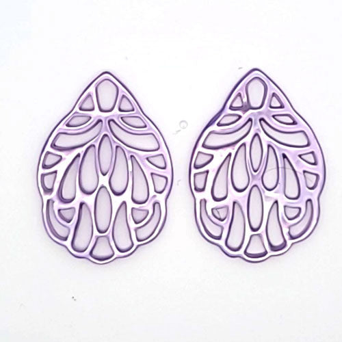 Ohrpendler Perlmutt Blatt klein, lila  - 2