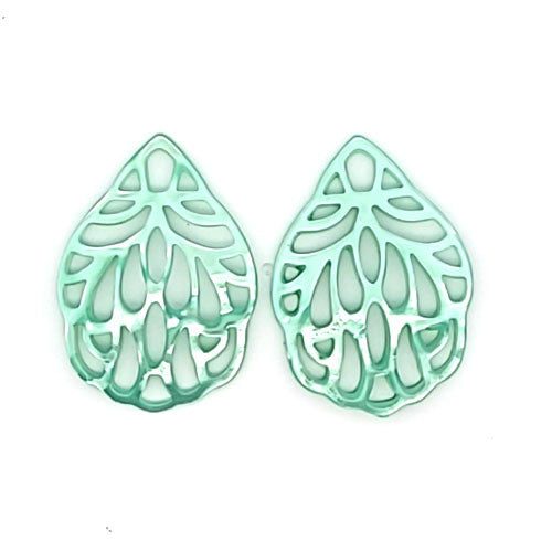 Ohrpendler Perlmutt Blatt klein, mintgrün  - 2