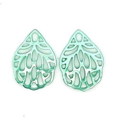 Ohrpendler Perlmutt Blatt klein, mintgrün  - 2