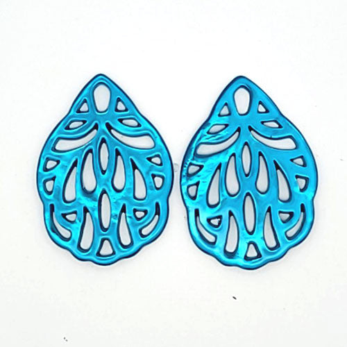 Ohrpendler Perlmutt Blatt klein, türkis  - 1