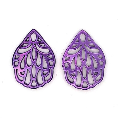 Ohrpendler Perlmutt Blatt klein, violett  - 3