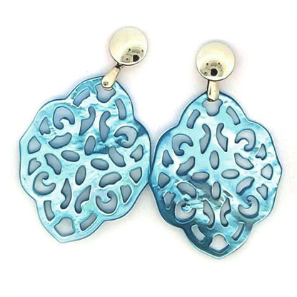 Ohrpendler Perlmutt Ornamental, blautürkis  - 1