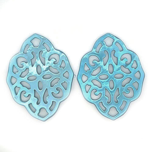 Ohrpendler Perlmutt Ornamental, blautürkis  - 2